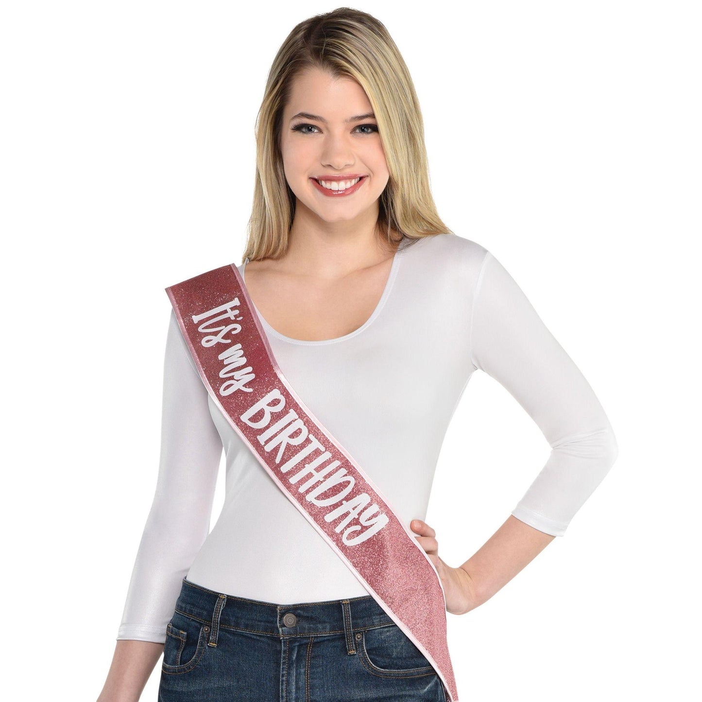 master-Glitter Blush It's My Birthday Sash-898730