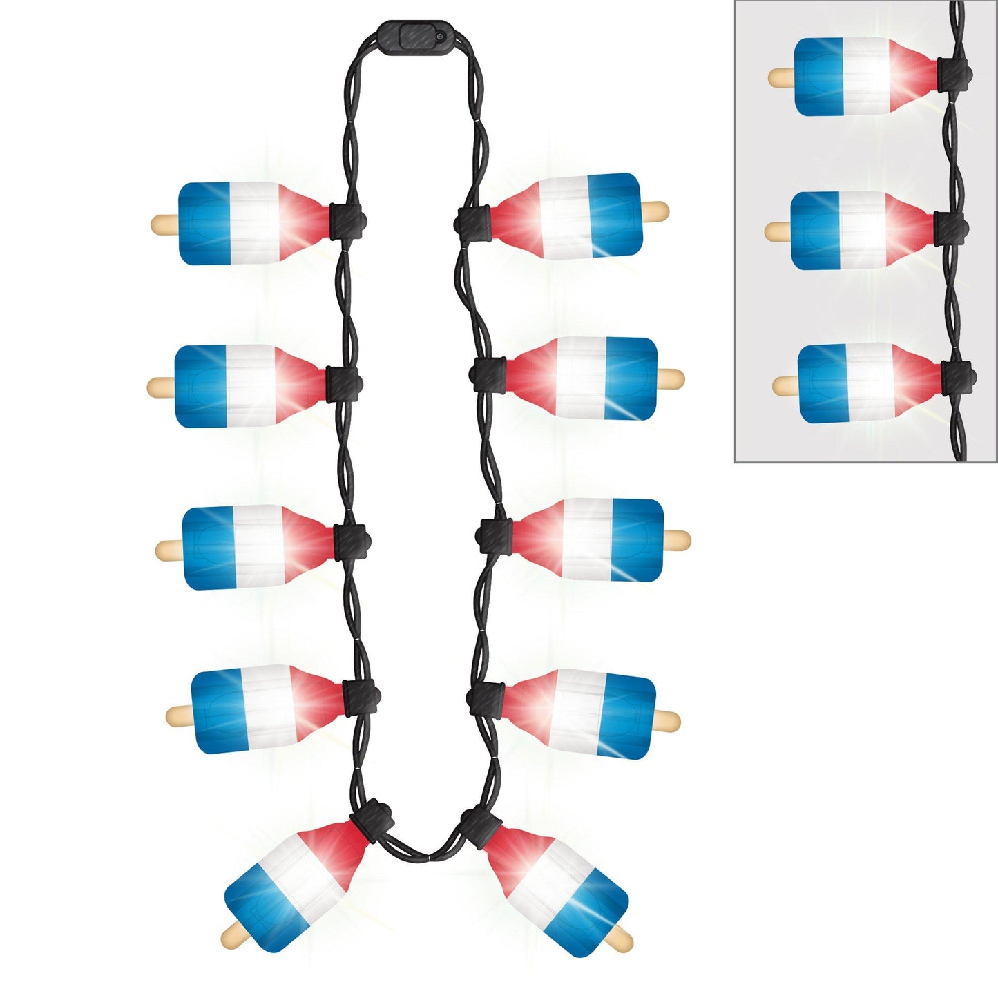 master-Light-Up Patriotic Rocket Pop Plastic Necklace, 16.5in-936625