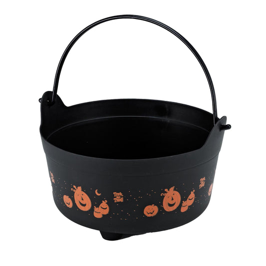 9-inch Black Pumpkin Witch Cauldron Candy Bucket