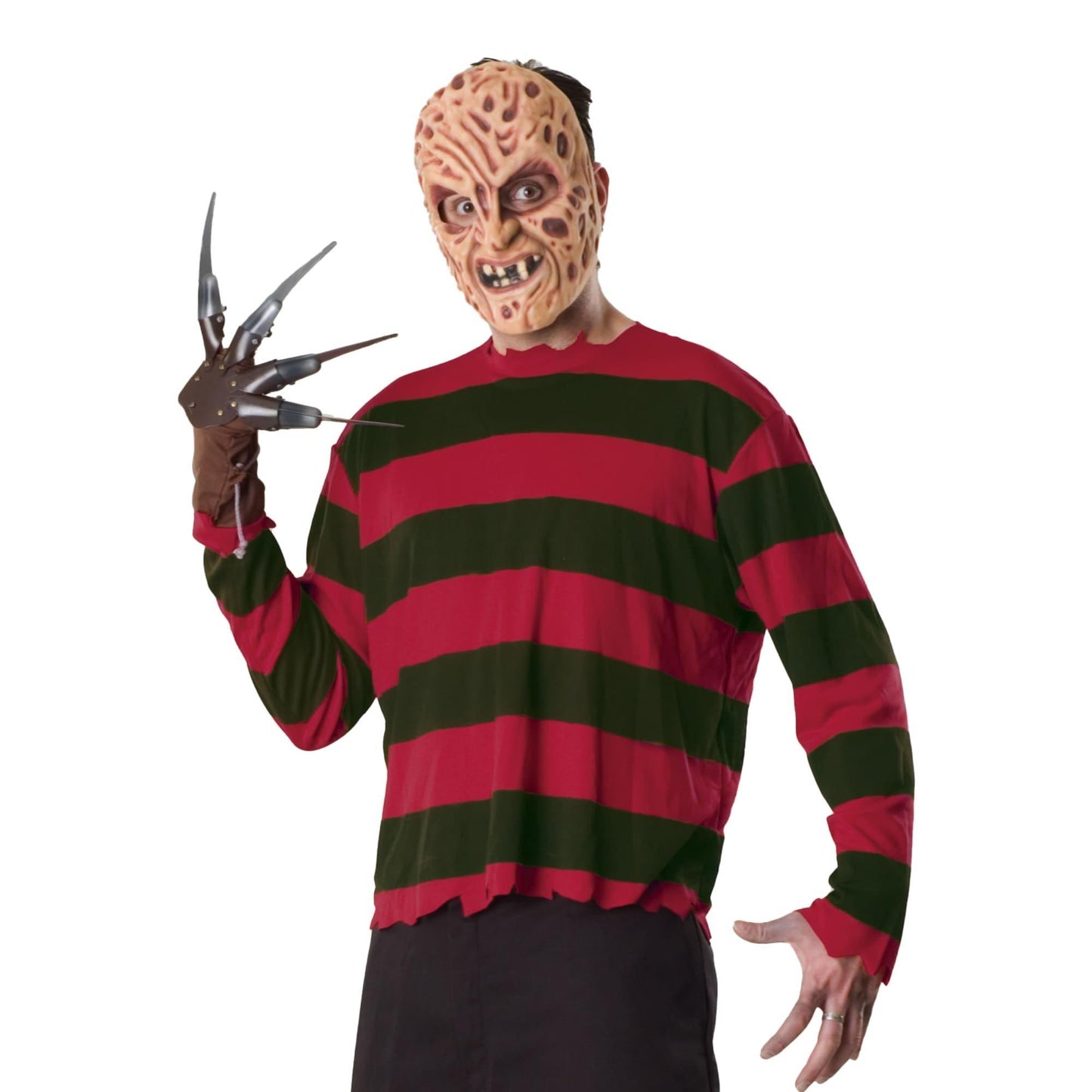 master-Men's A Nightmare on Elm Street Freddy Krueger Printed Shirt and Mask Set-1011206