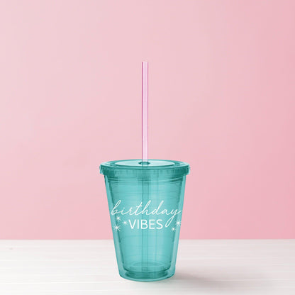 Digital Dream Plastic Tumbler with Straw, 12oz