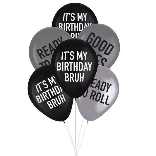 It's My Birthday Bruh Latex Balloons, 15ct