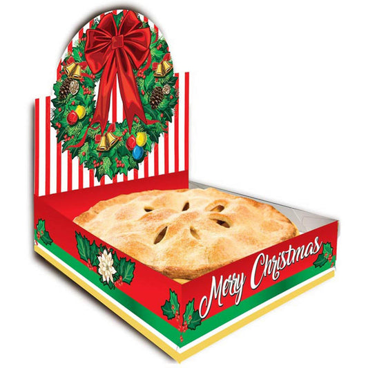 Christmas Pie Box – Holiday Wreath Design, 10in Pie Carrier for Gifting & Transport