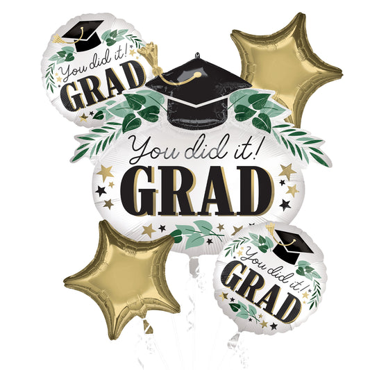 Satin Ivy & Stars You Did It Grad Foil Balloon Bouquet, 5pc