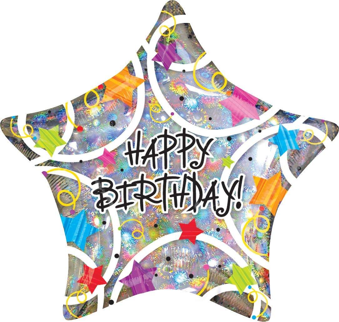 master-Holographic Star Happy Birthday Balloon-276268