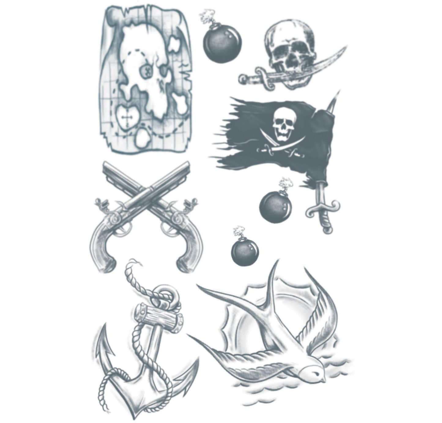 master-Buccaneer Pirate Tattoos 1 Sheet- Tinsley Transfers-592368