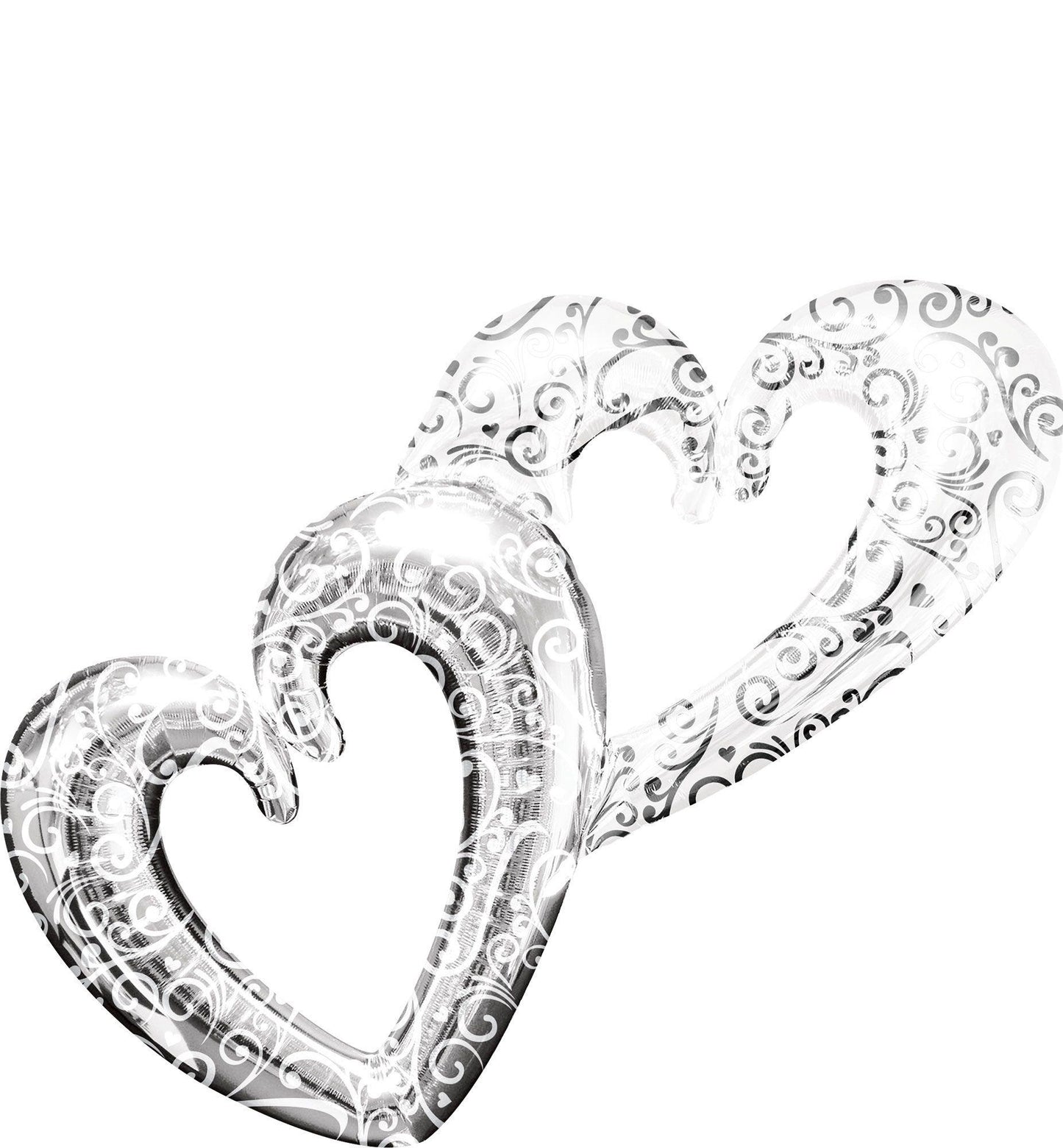 master-Silver Swirl Double Heart Balloon - Giant 53in x 36in-636204