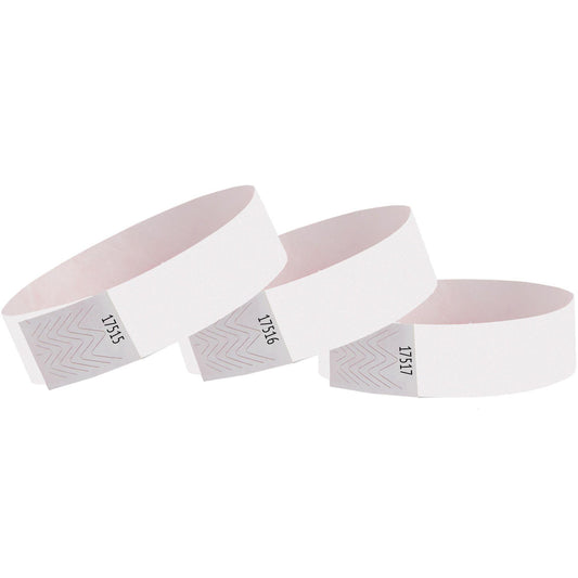 White Event Wristbands, 500ct – Tear-Resistant Paper Admission Bands