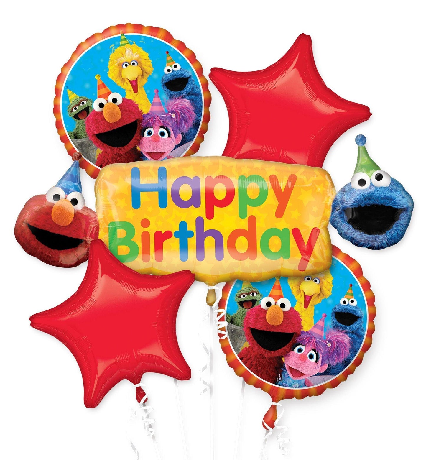 master-Sesame Street Birthday Foil Balloon Bouquet, 5pc-740137