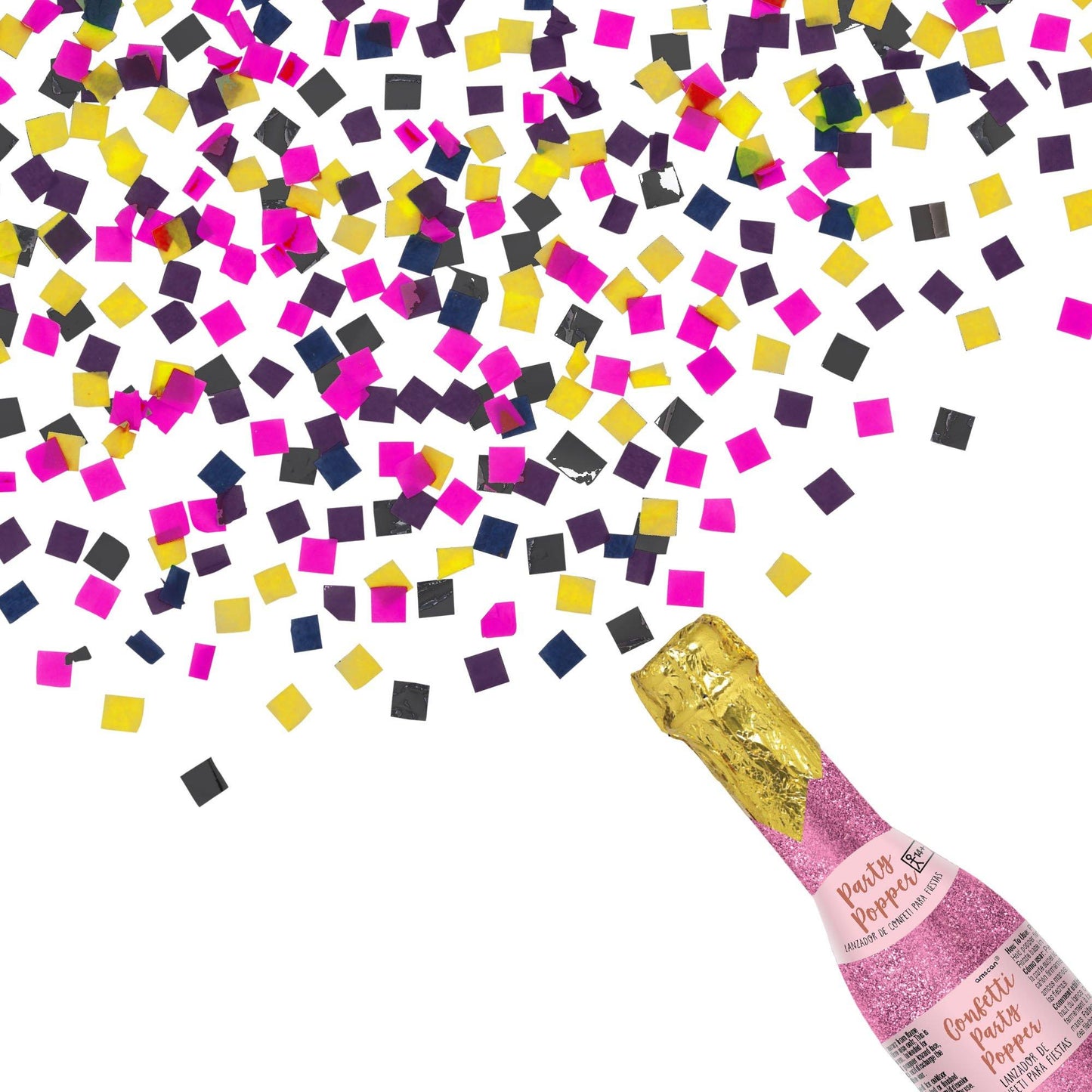 master-Glitter Pink Champagne Bottle Confetti Popper-773049