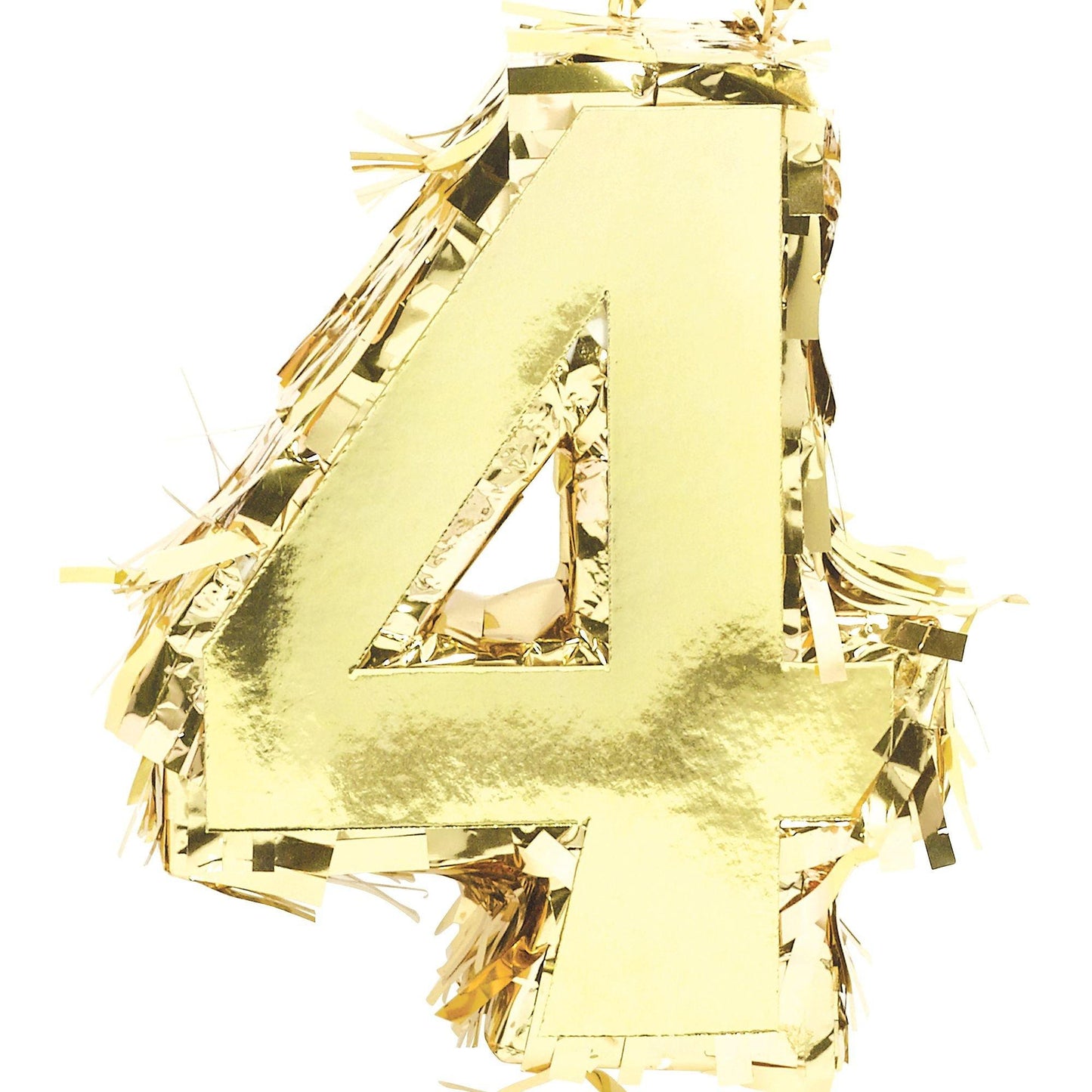 Gold foil number '4' with decorative elements on a white background