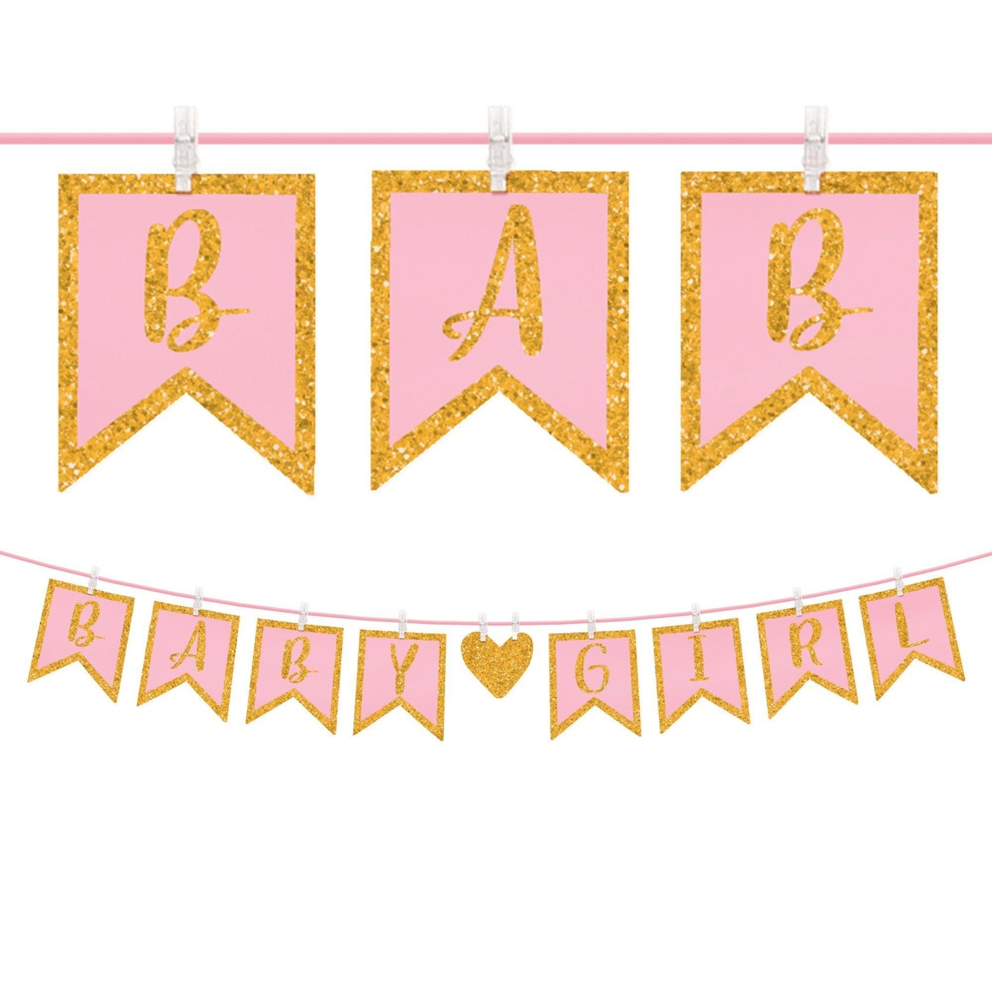 master-Glitter Baby Girl Clothespin Banner-835261