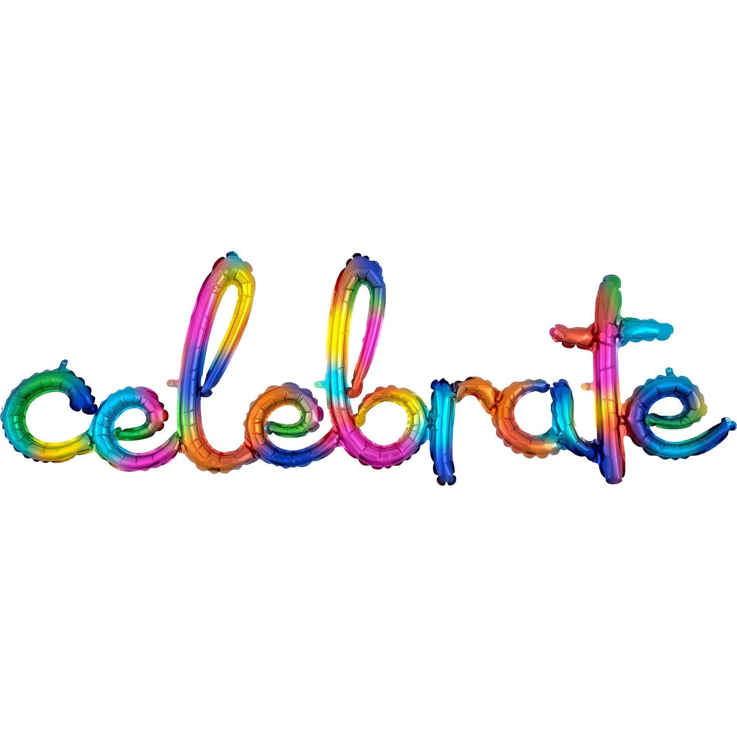master-Air-Filled Rainbow Splash Celebrate Cursive Letter Balloon Banner-836622