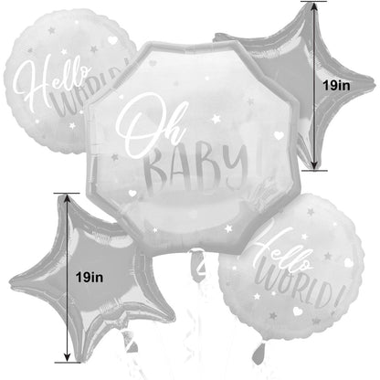 Blue Baby Boy Baby Shower Foil Balloon Bouquet, 5pc