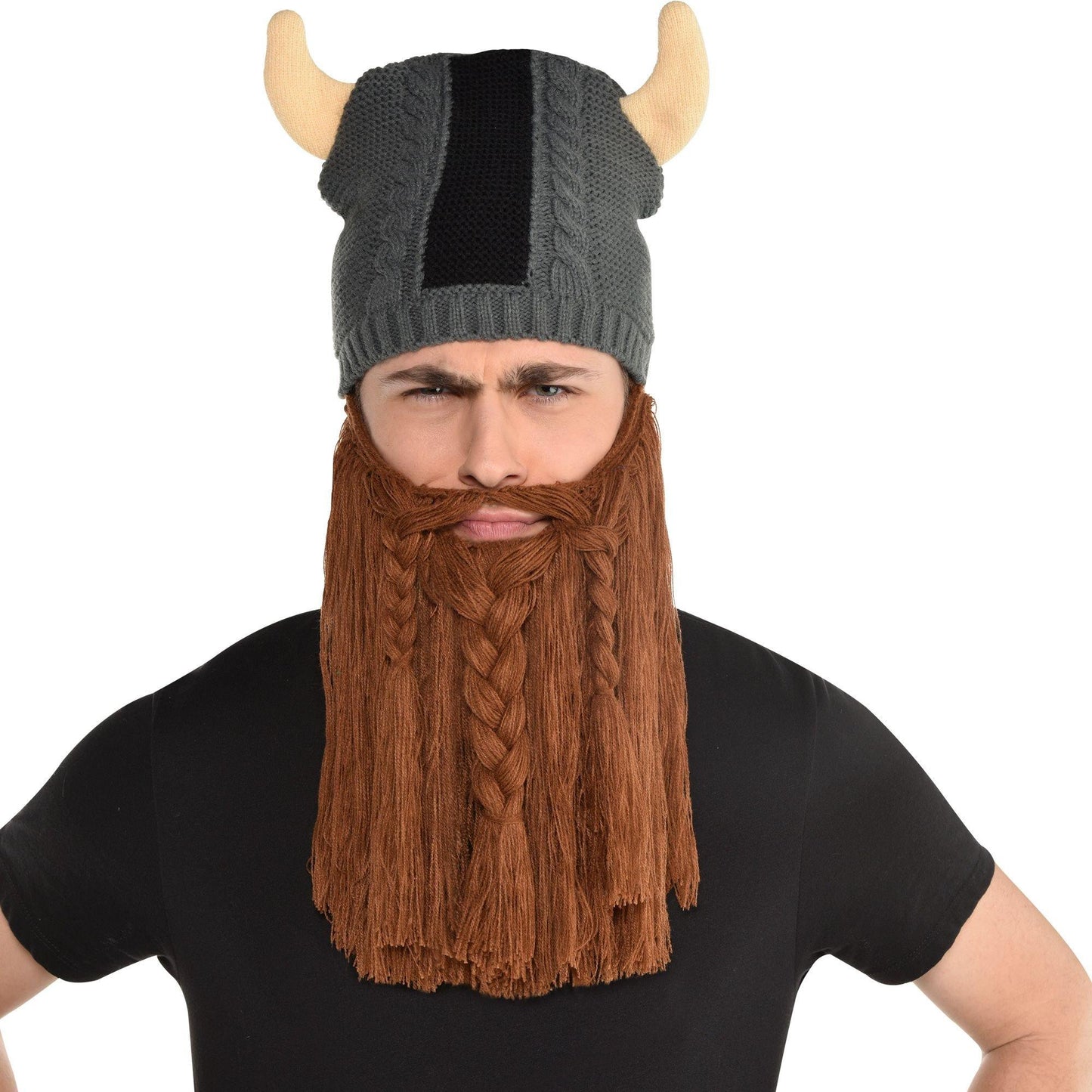 master-Viking Helmet Beanie with Beard-890459