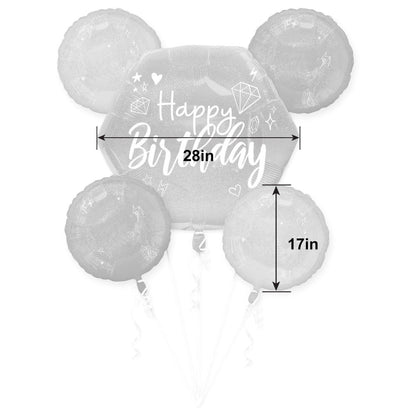 Ombre Sparkle Birthday Foil Balloon Bouquet, 5pc