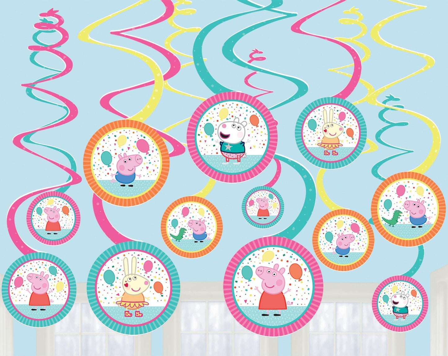 master-Peppa Pig Confetti Party Swirl Decorations 12ct-891530