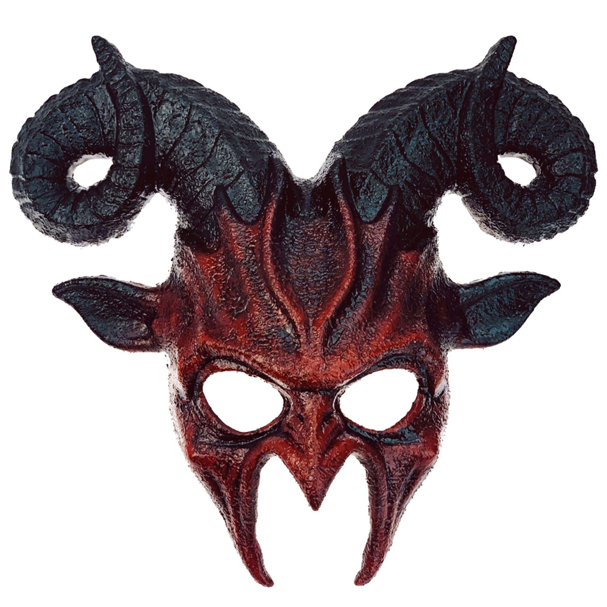Red Devil Ram Horn Plastic Half Mask - Costume Accessories | Party City