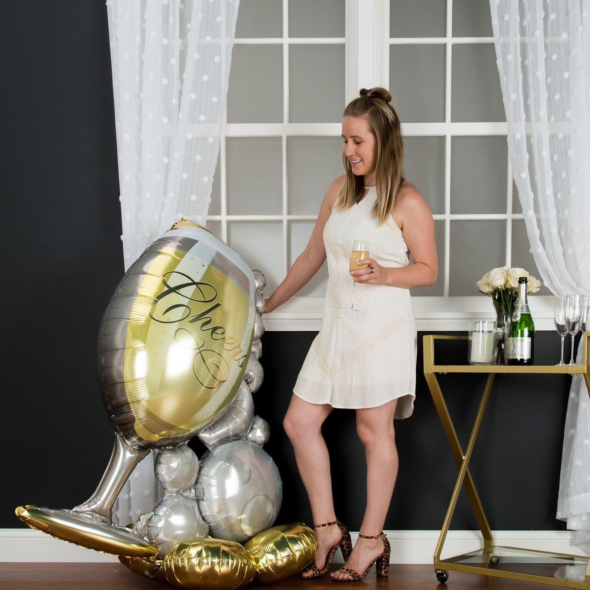 AirLoonz Bubbly Wine Glass Balloon, 51in