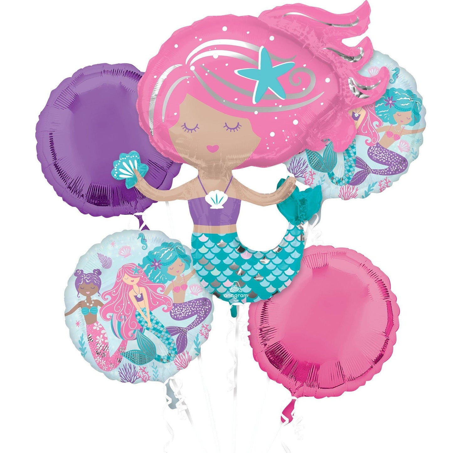 master-Shimmering Mermaid Foil Balloon Bouquet, 5pc-912511