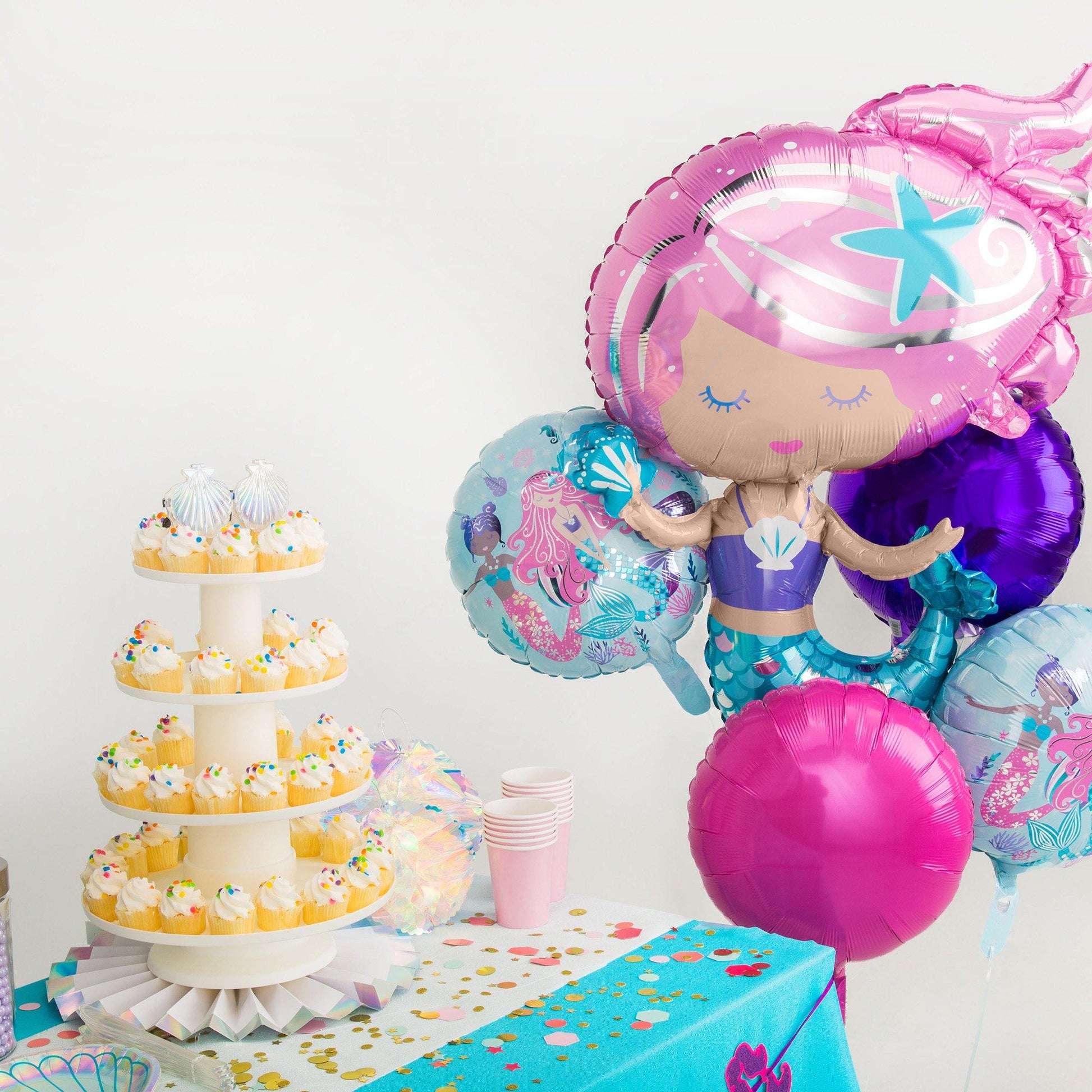 Shimmering Mermaid Foil Balloon Bouquet, 5pc