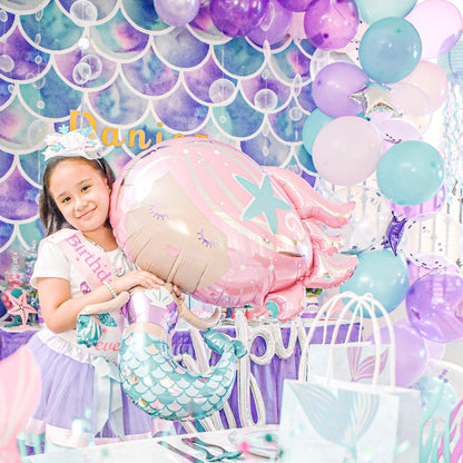 Shimmering Mermaid Foil Balloon Bouquet, 5pc