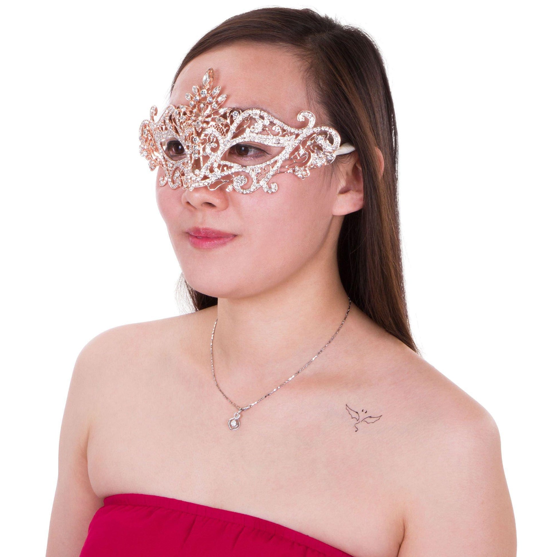 slim fit dress slacks Red Goddess Mask Crystal Masquerade Headpiece – CARBICKOVA CROWNS main image 1