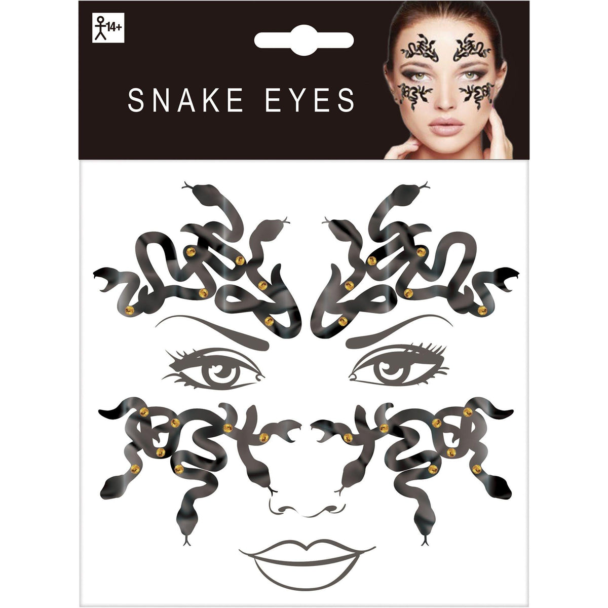 Black & Gold Snake Eye Stickers, 6pc - Costume Accessories | Party City