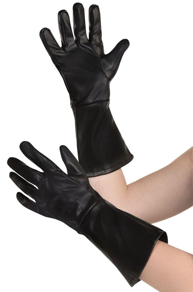 knee length dresses for ladies Black Wet Look Long Gloves, Faux Patent Leather Dress Gloves Accessory