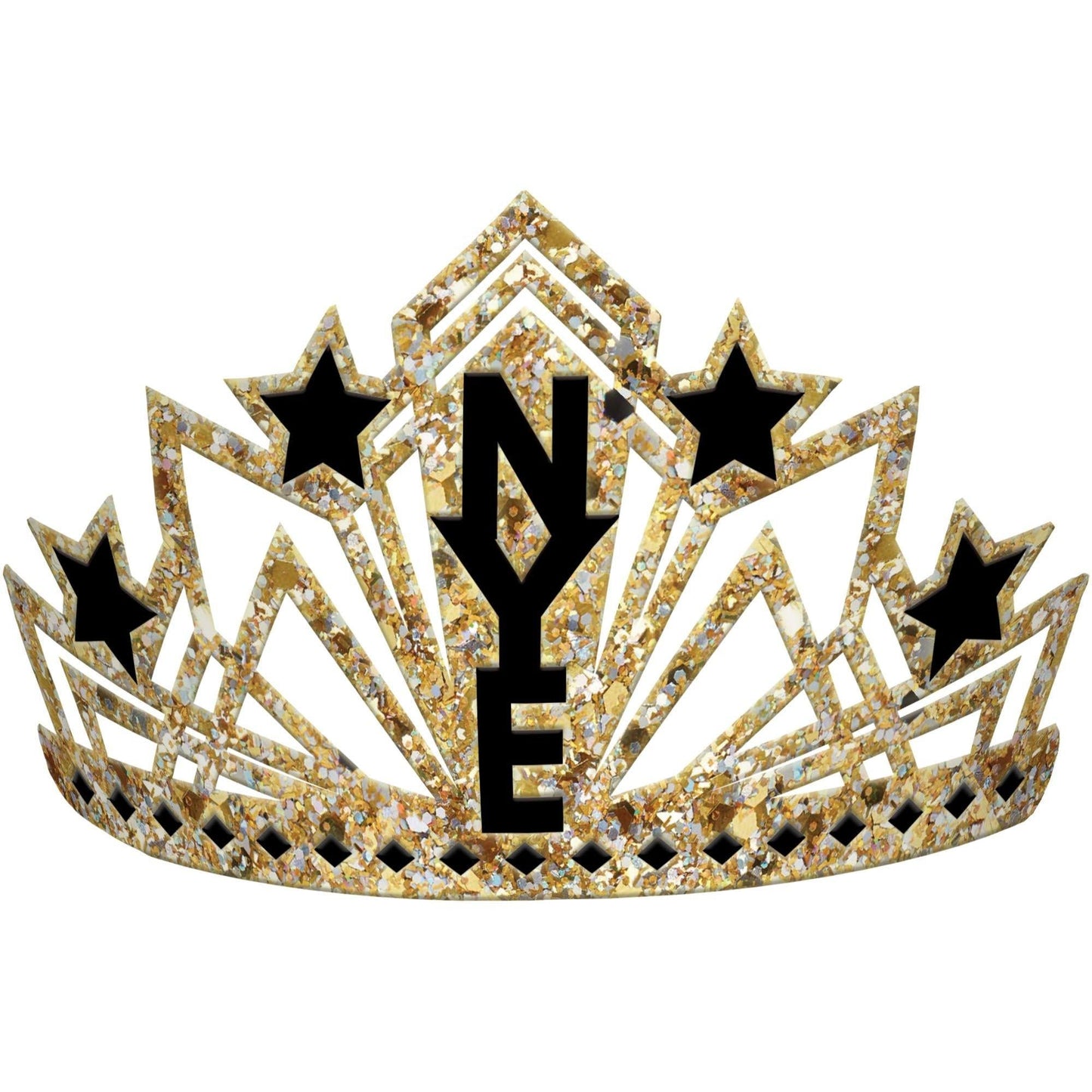 master-Glitter Gold New Year's Fabric & Plastic Tiara, 9in x 4in-928561