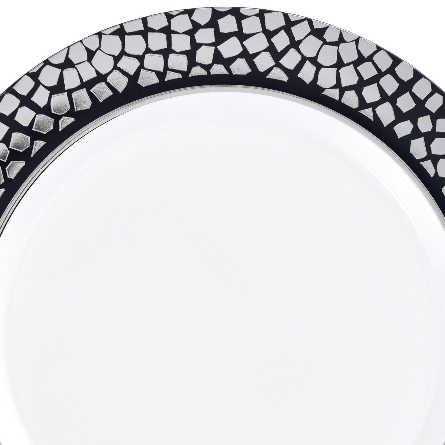 master-White With Silver Mosaic Rim Premium Plastic Dessert Plates, 7.5in, 20ct-937790