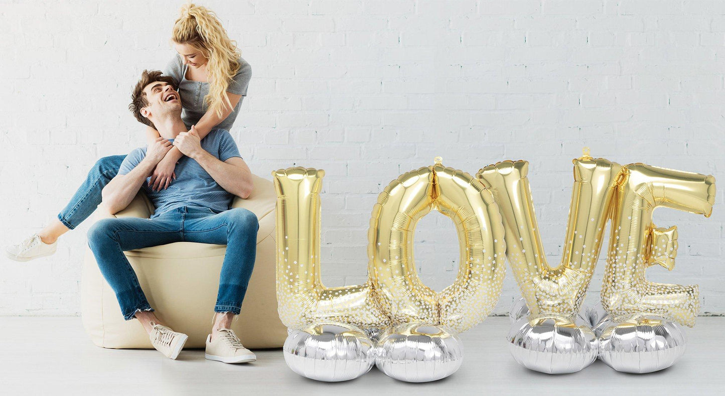 master-AirLoonz Gold Love Balloon Phrase Yard Decoration Kit-941408