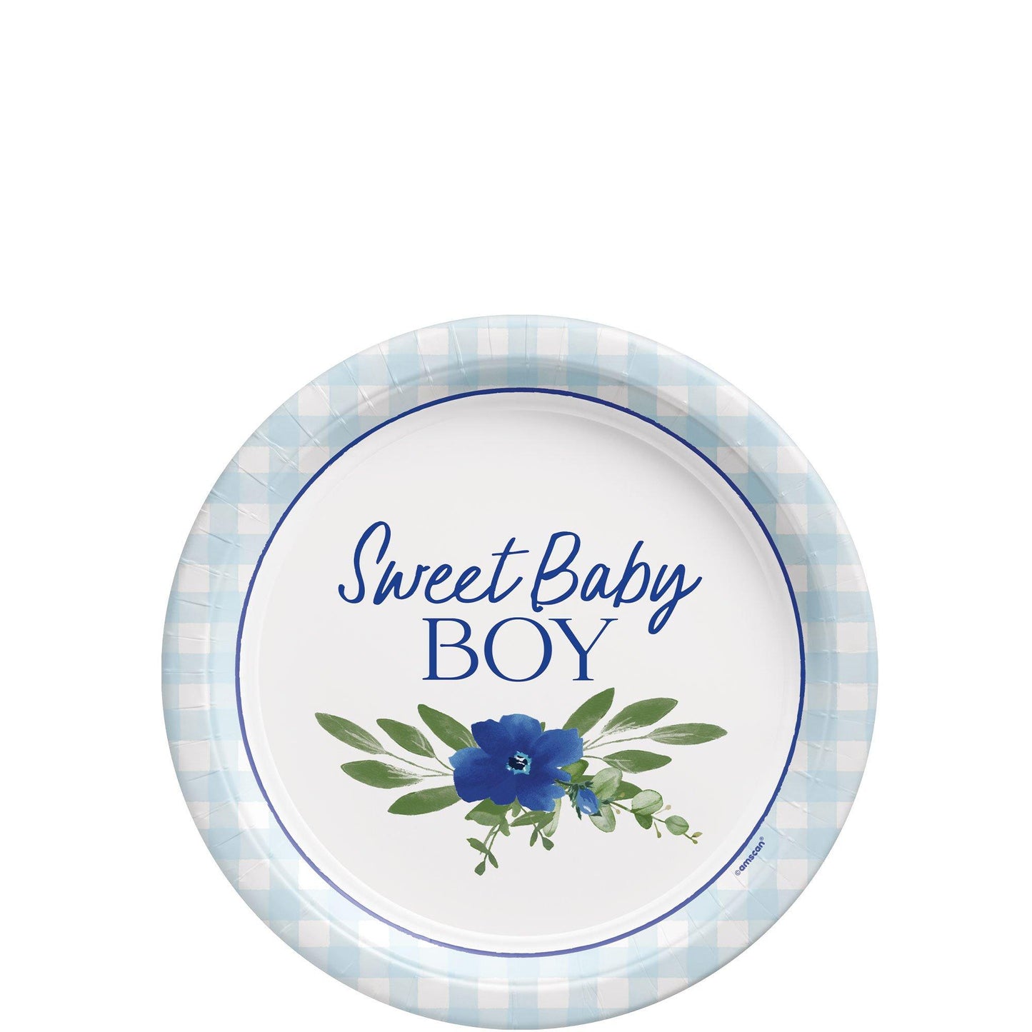 master-Sweet Baby Boy Baby in Bloom Baby Shower Paper Dessert Plates, 7in, 8ct-951168