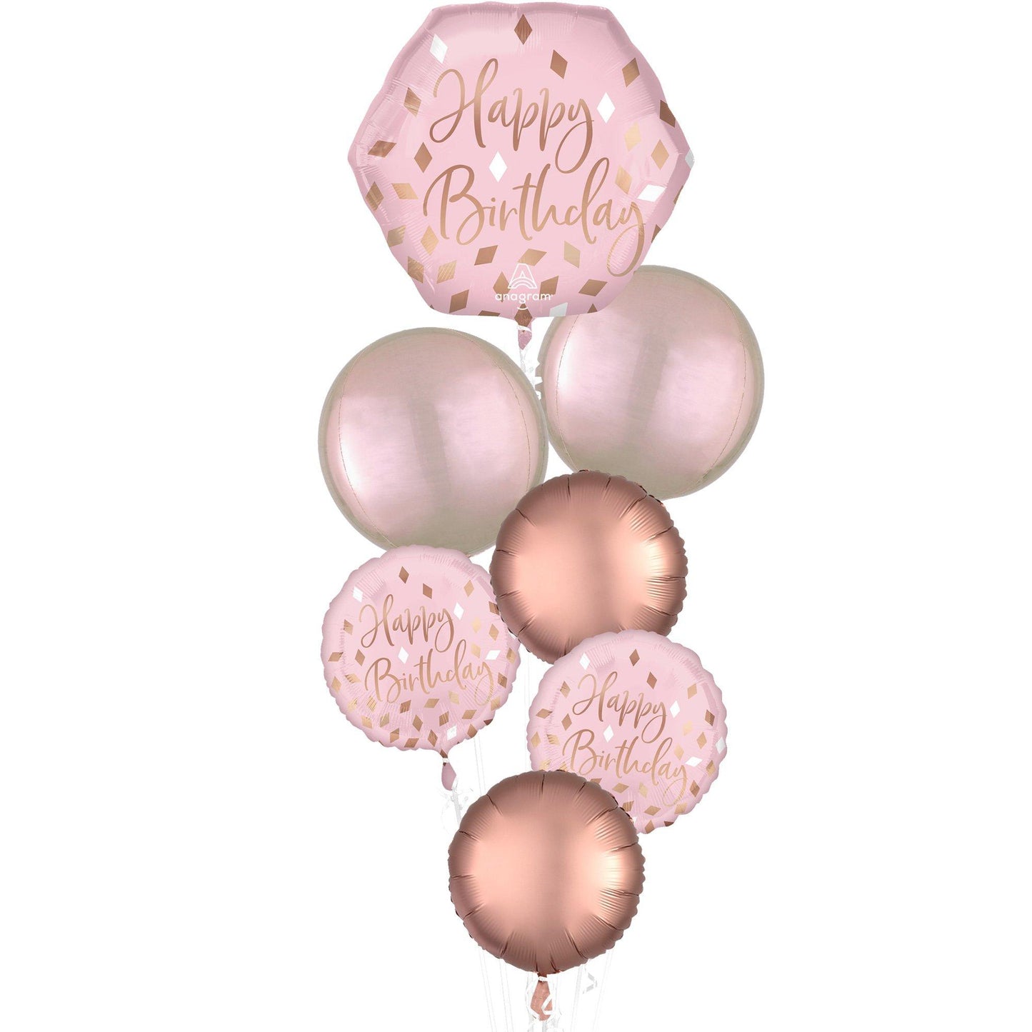 master-Premium Blush Birthday Foil Balloon Bouquet, 7pc-951442