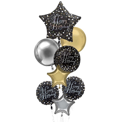 Premium Sparkling Celebration Birthday Foil Balloon Bouquet, 8pc