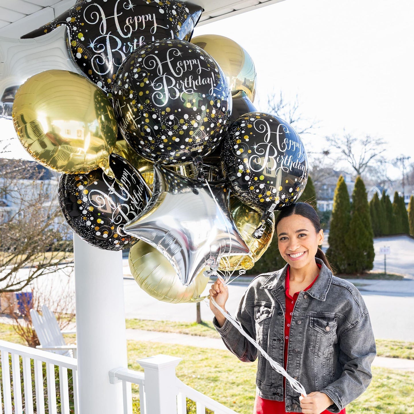 master-Premium Sparkling Celebration Birthday Foil Balloon Bouquet, 8pc-951473