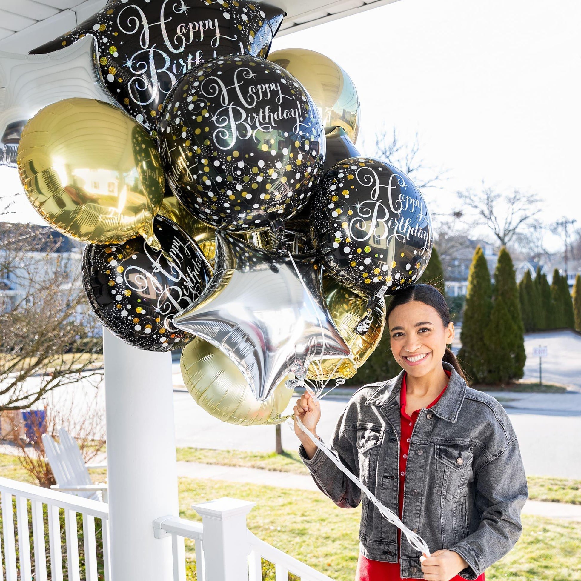 Premium Sparkling Celebration Birthday Foil Balloon Bouquet, 8pc