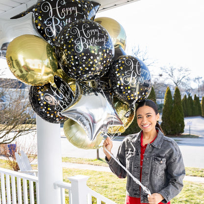 Premium Sparkling Celebration Birthday Foil Balloon Bouquet, 8pc