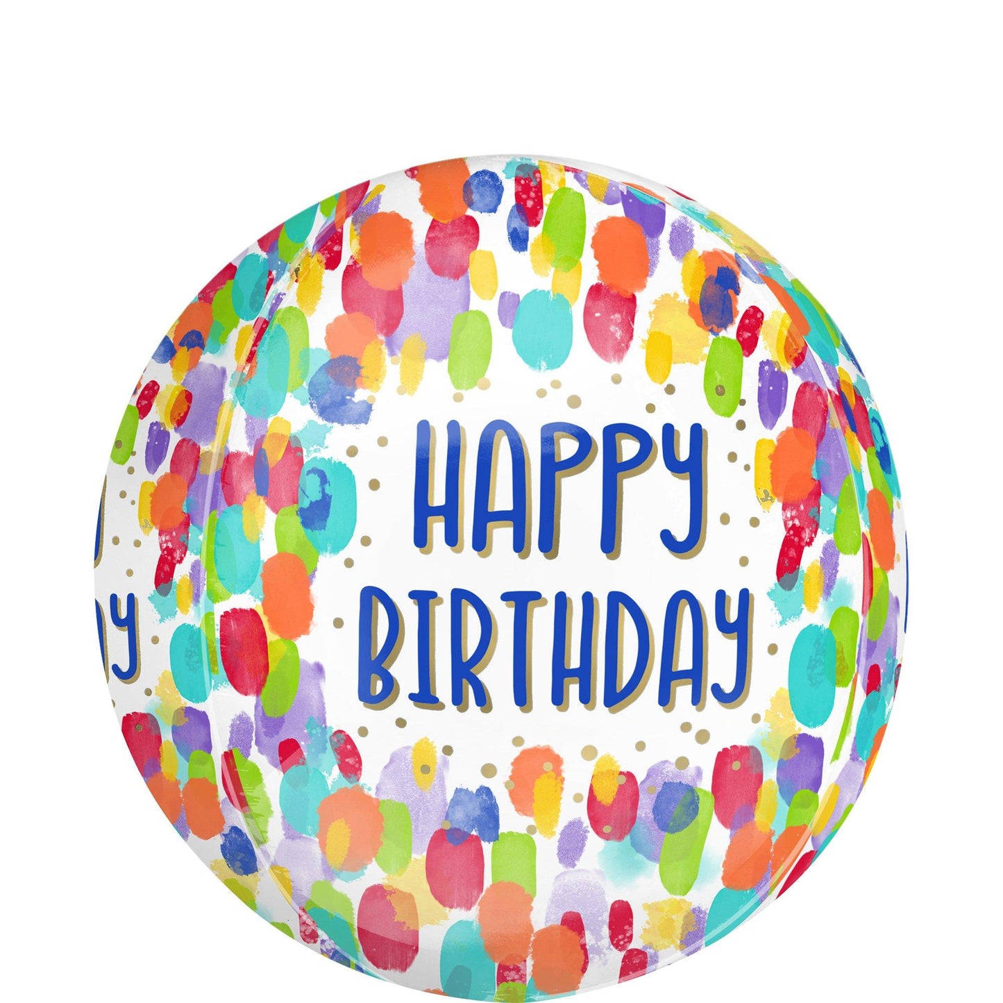 master-Painterly Dots Happy Birthday Orbz Balloon, 15in x 16in-960236