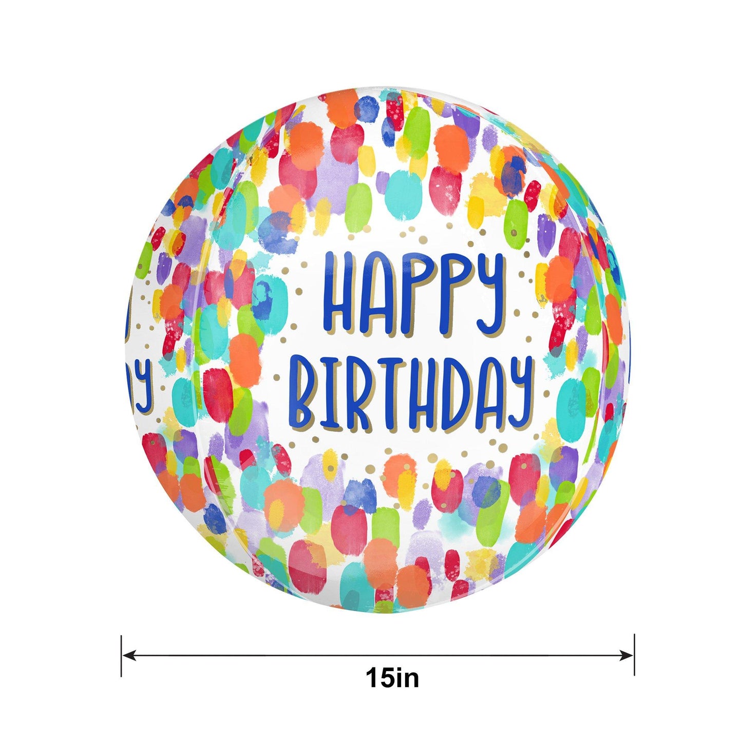 master-Painterly Dots Happy Birthday Orbz Balloon, 15in x 16in-960236