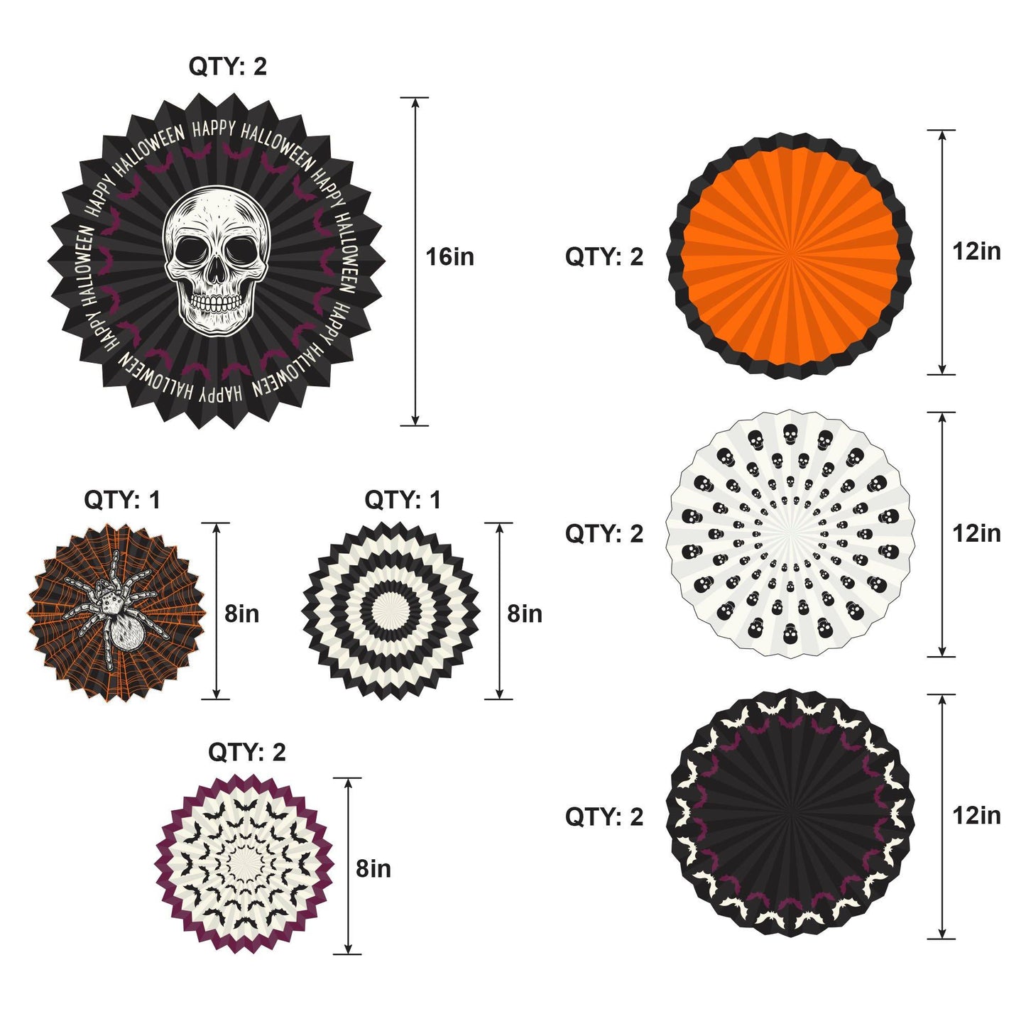 master-Wicked Hauntings Paper Fan Decorating Kit, 15pc-964364