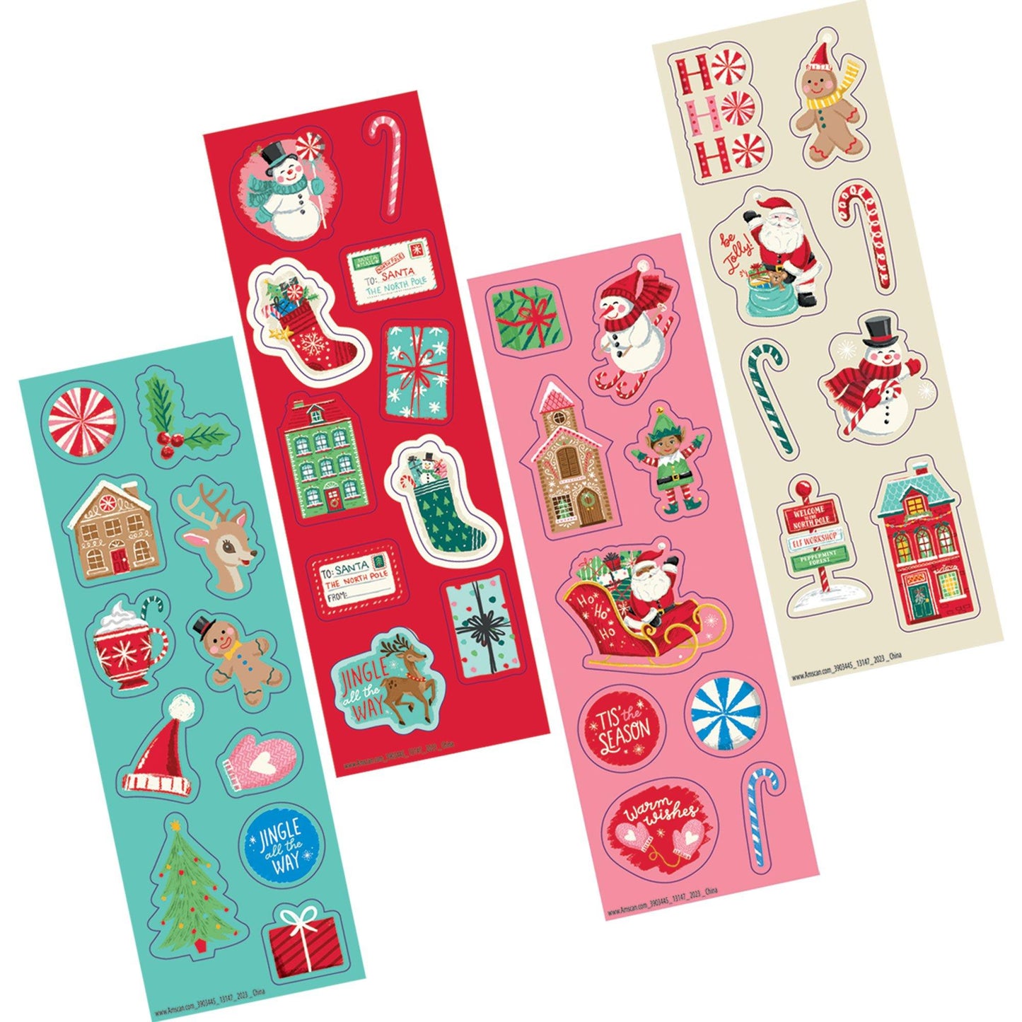master-Peppermint Twist Holiday Stickers, 9 Sheets, 36pc-969163