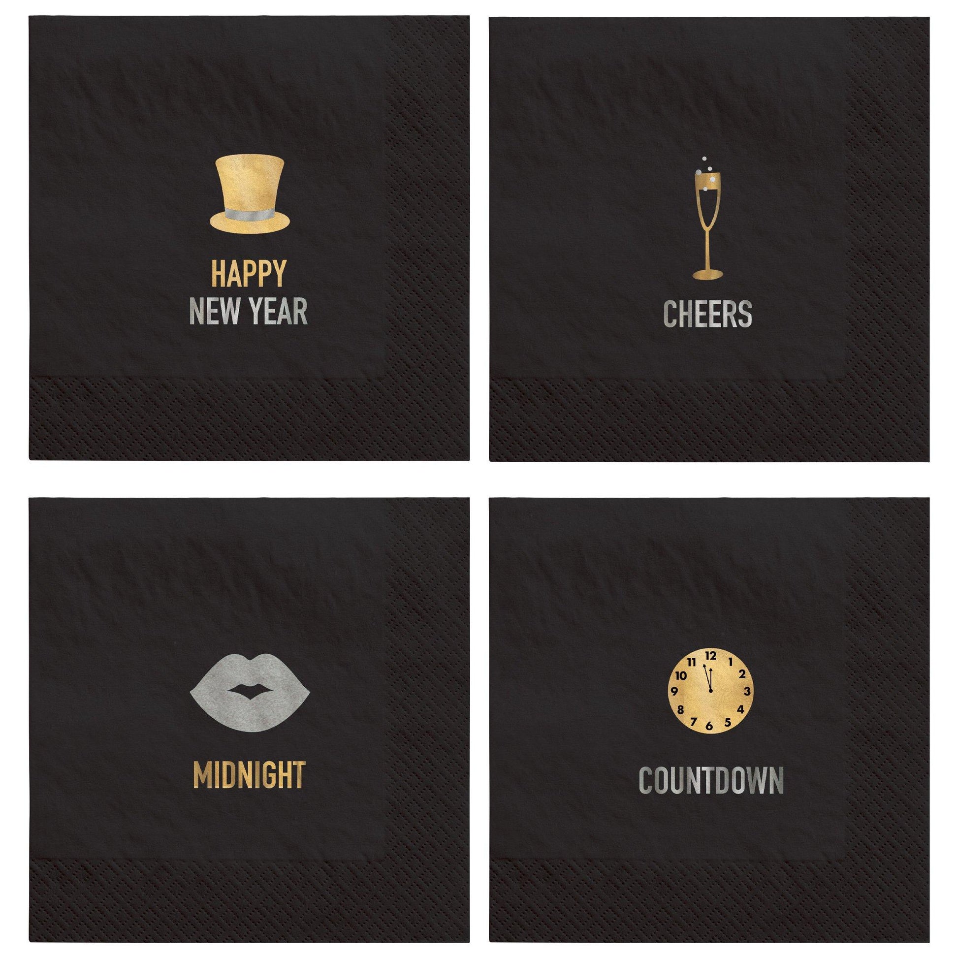 New Year's Eve Edgy Bar Paper Beverage Napkins, 5in, 50ct