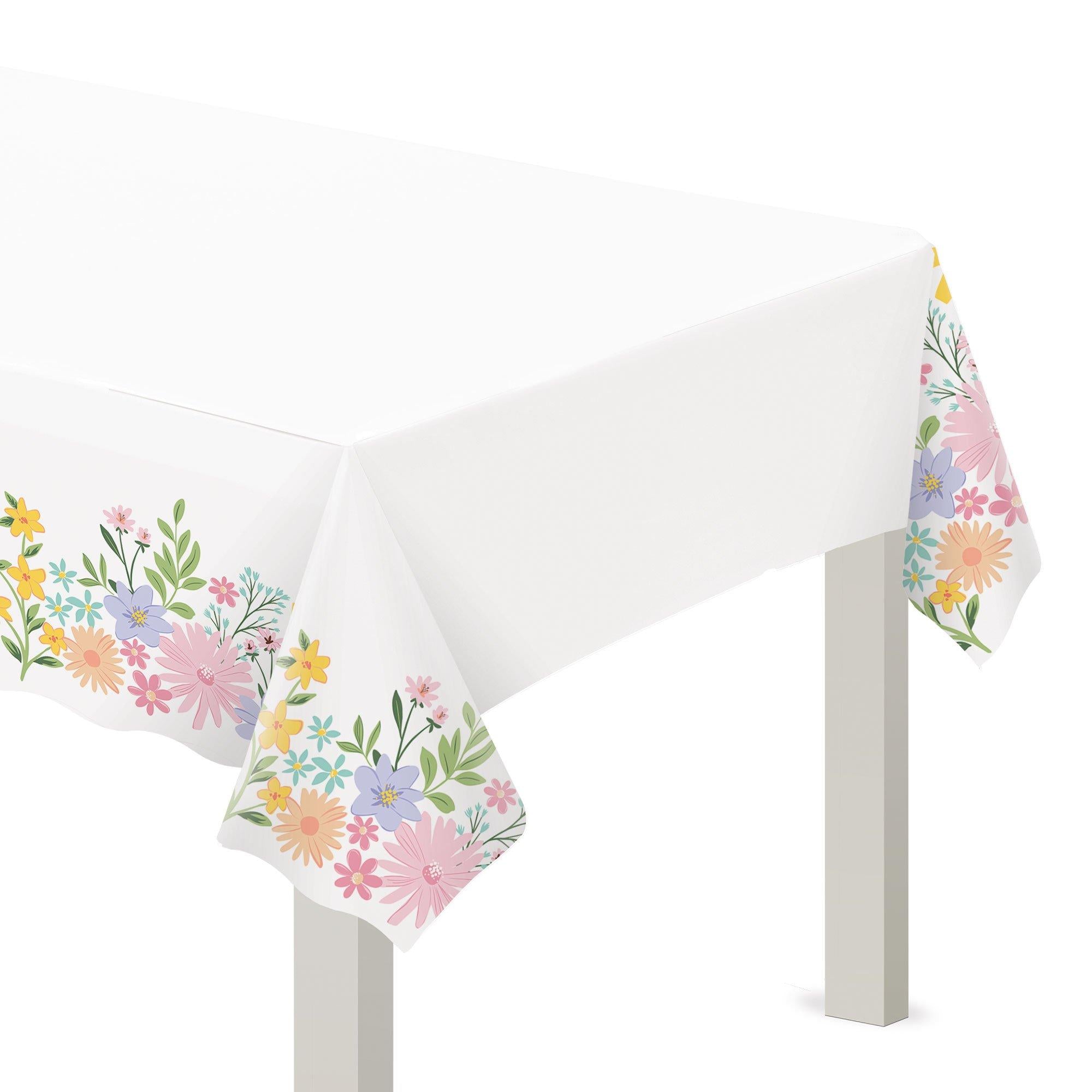 Springtime Blooms Plastic Table Cover, 54in x 102in - Easter Party ...