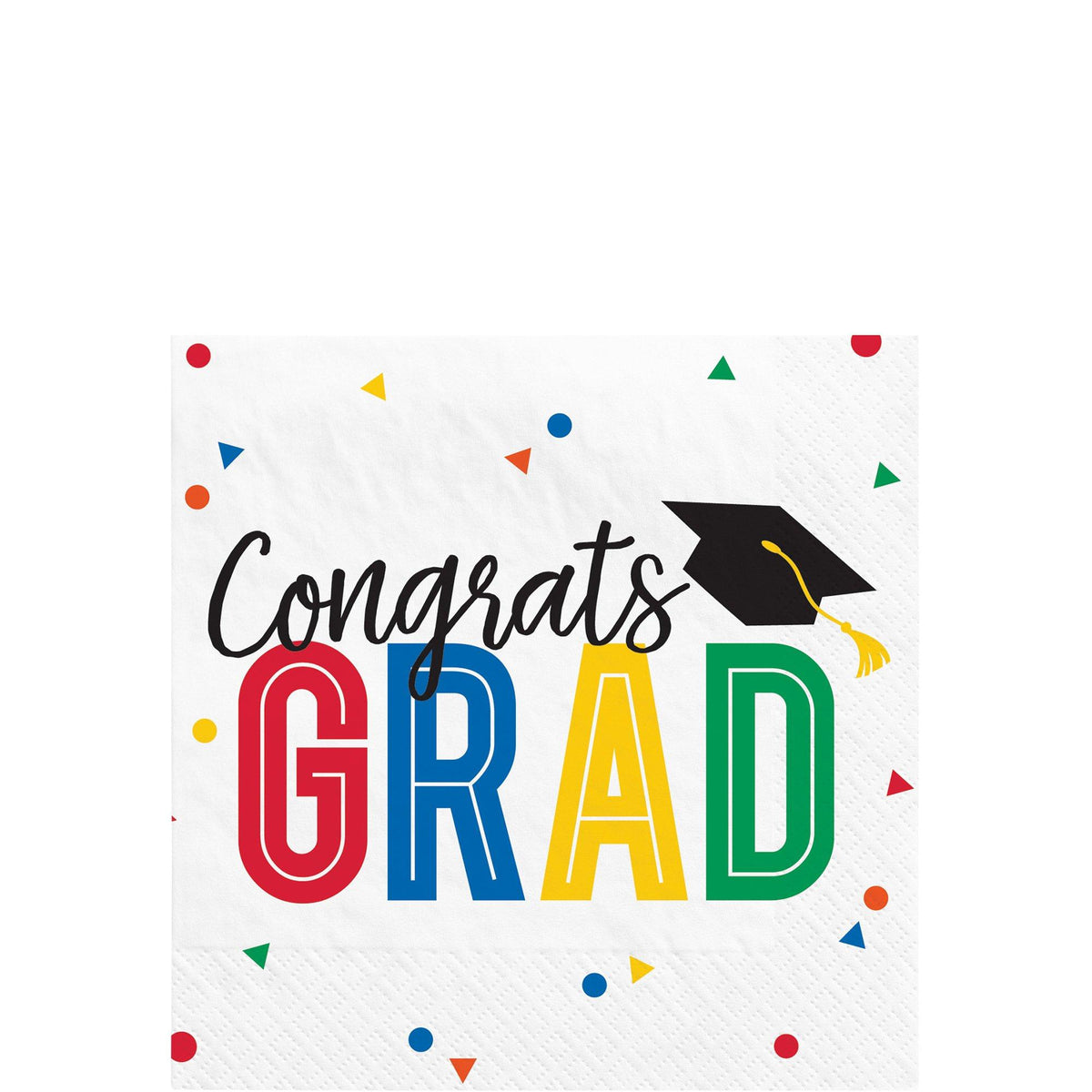 Multicolor Congrats Grad Paper Beverage Napkins, 5in, 40ct - Colorful ...