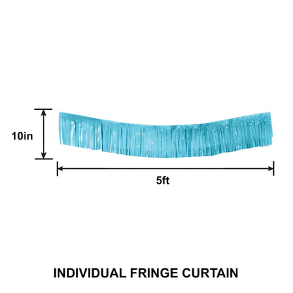 Blue Plastic Fringe Banner Backdrop, 5ft x 7.3ft - Pool Party