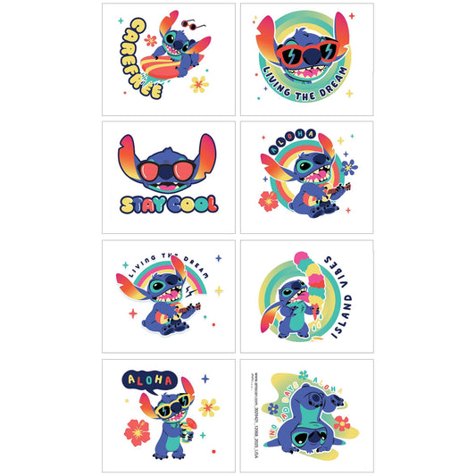 Stitch Aloha Temporary Tattoos, 1 Sheet, 8 Tattoos - Disney Lilo & Stitch