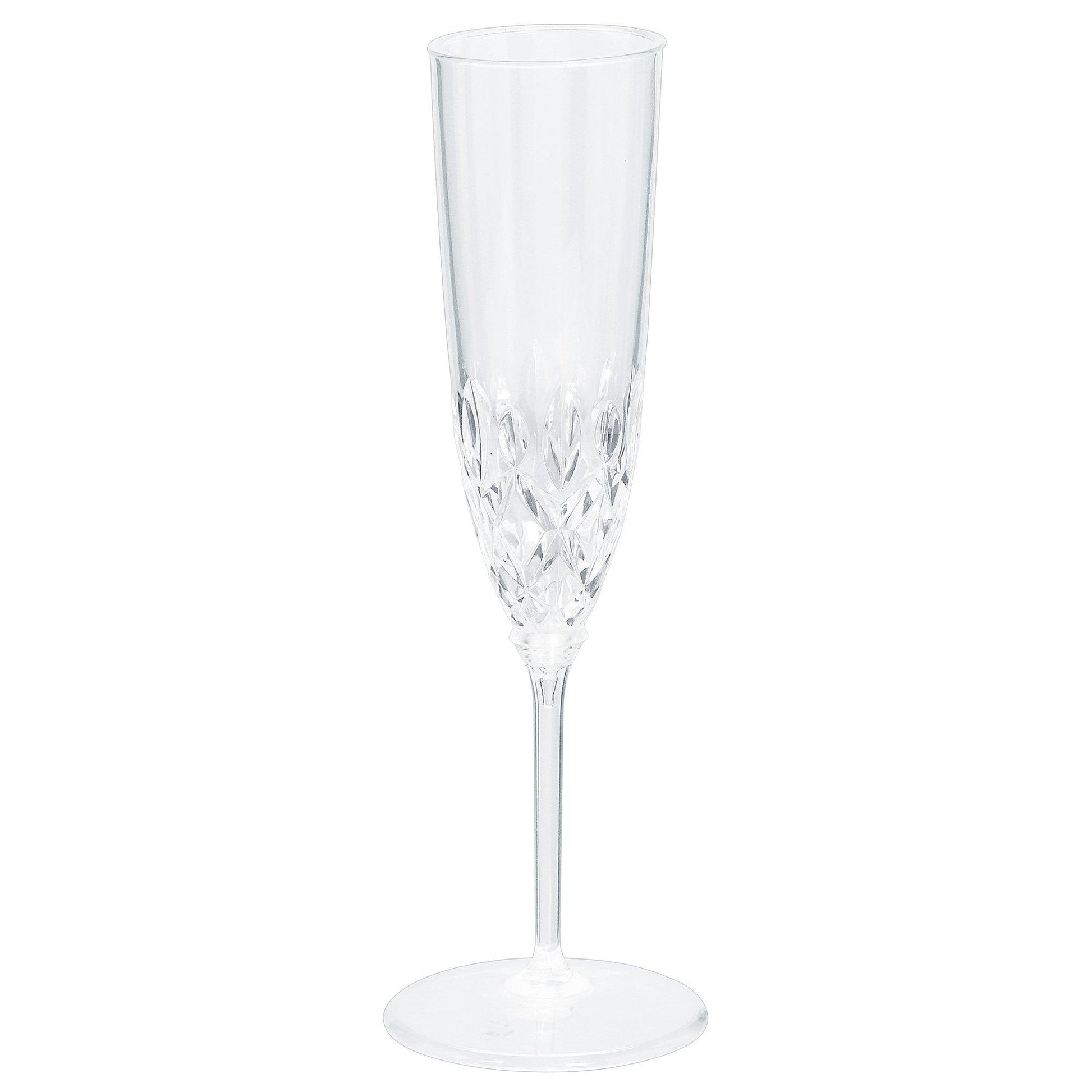 20ct Clear Premium Plastic Champagne Flutes – 4.5oz BPA-Free with Cut Glass Look