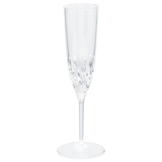 20ct Clear Premium Plastic Champagne Flutes – 4.5oz BPA-Free with Cut Glass Look