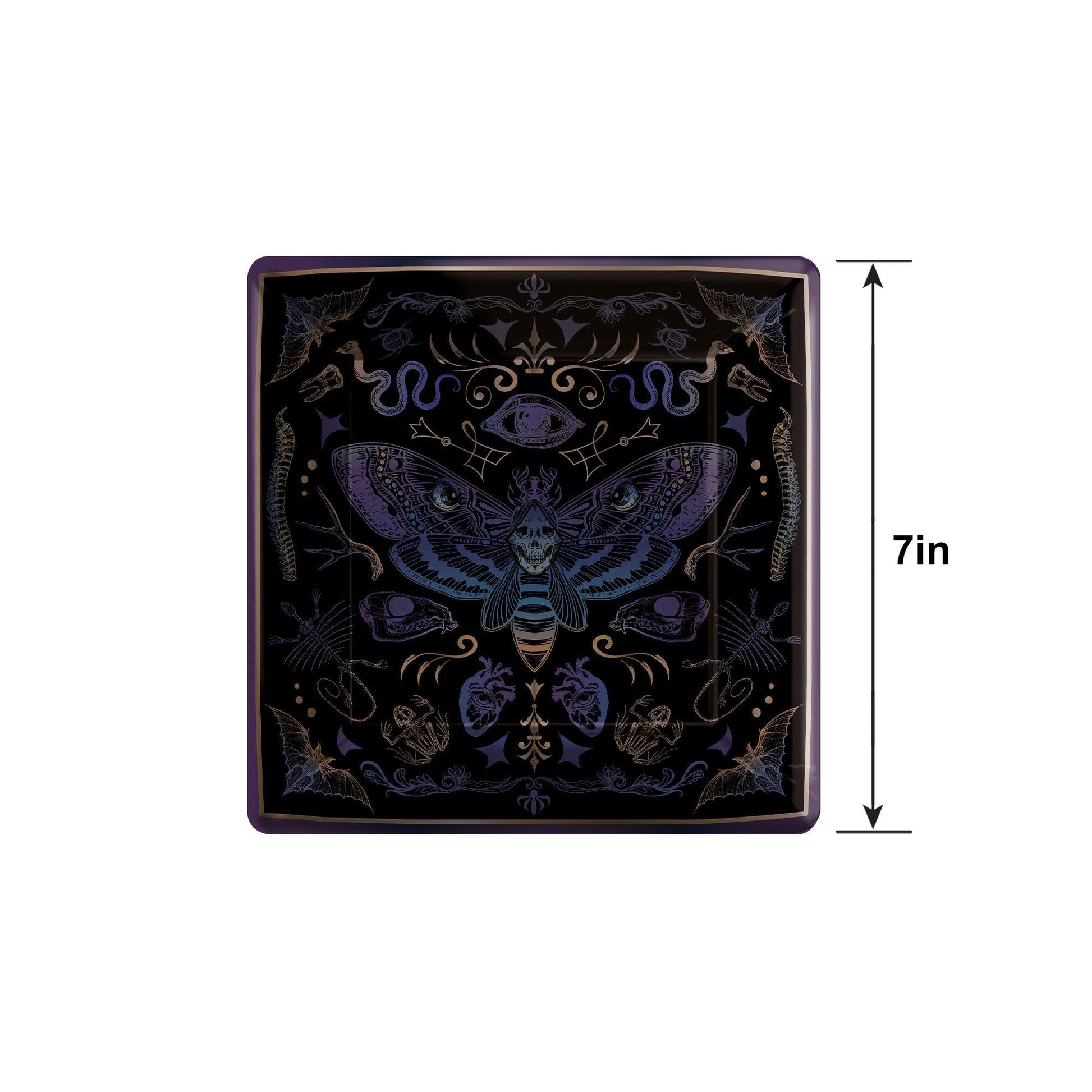 Dark Academia Square Paper Dessert Plates, 7in, 20ct
